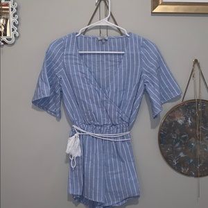 Tobi Blue and White Romper